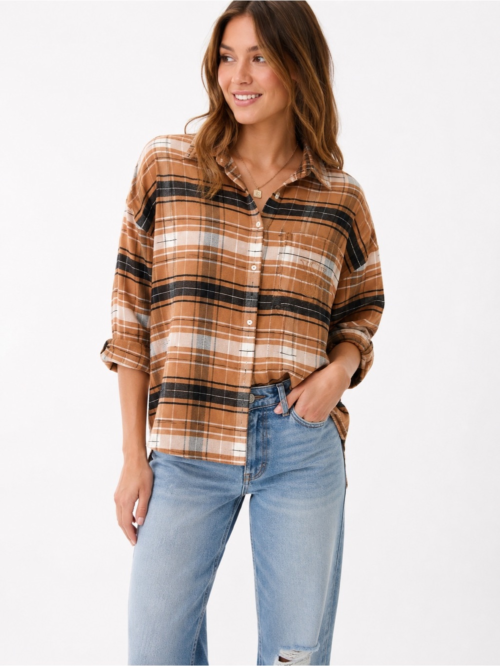 Victoria’s Secret Plaid Button-Down Shirt – Size Medium